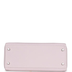 New Hermes Kelly Retourne 28 Mauve Pale Clemence Palladium Hardware