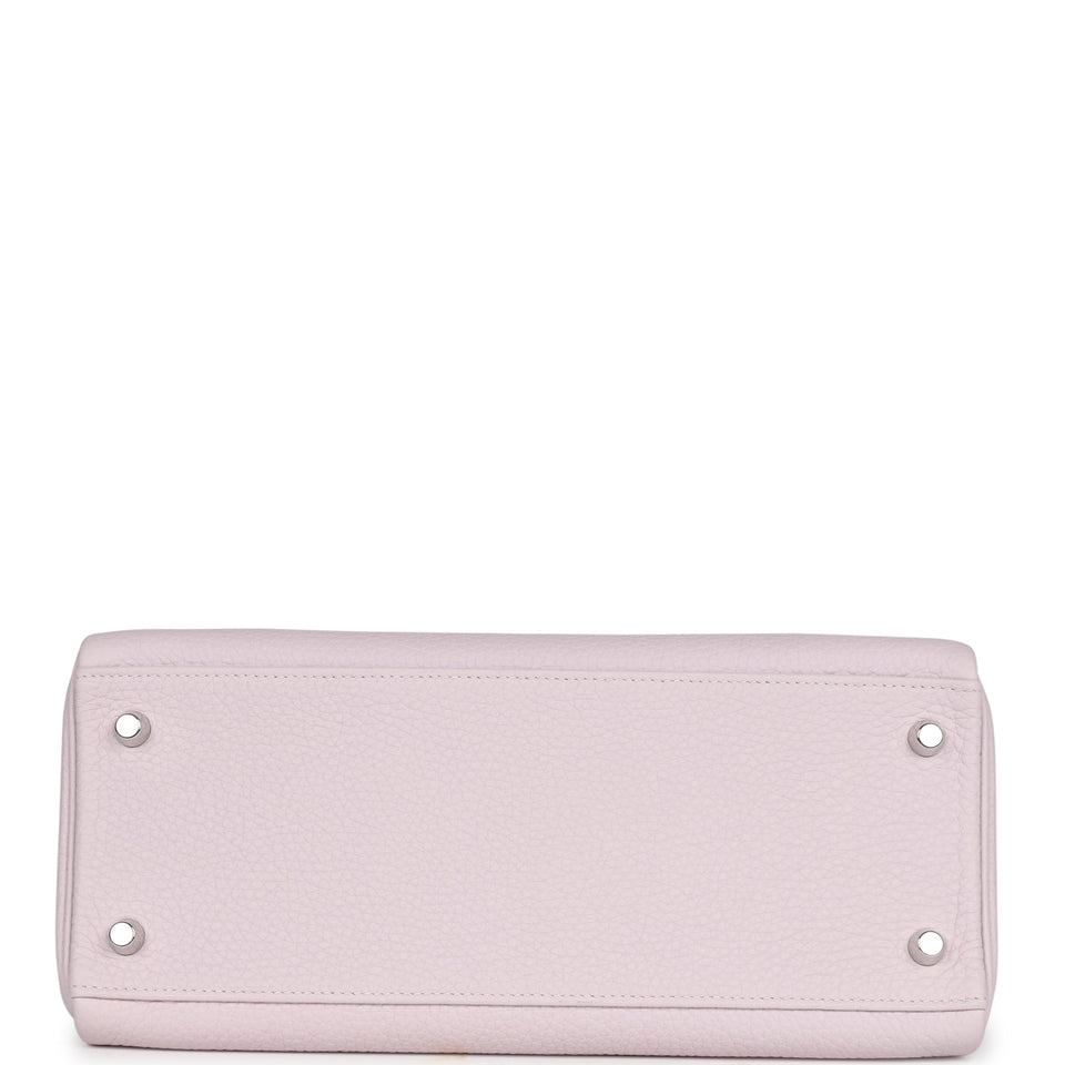 New Hermes Kelly Retourne 28 Mauve Pale Clemence Palladium Hardware
