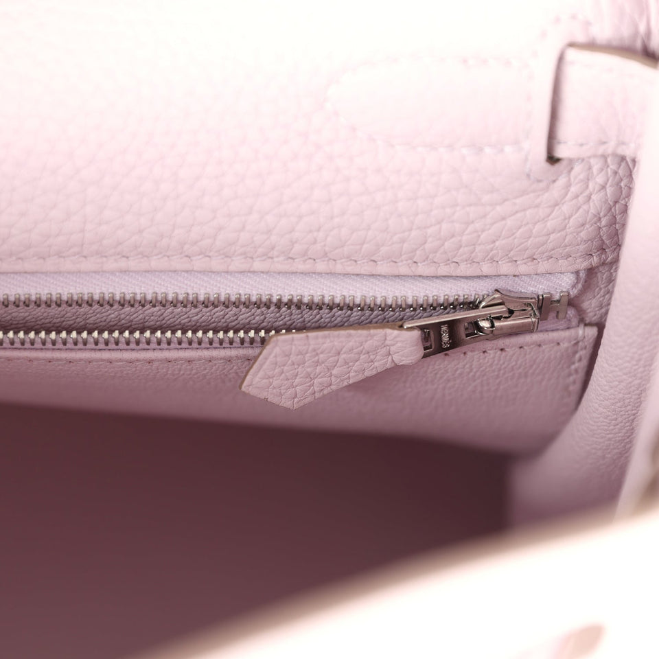 New Hermes Kelly Retourne 28 Mauve Pale Clemence Palladium Hardware