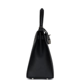 New Hermes Kelly Sellier 28 Black Epsom Palladium Hardware