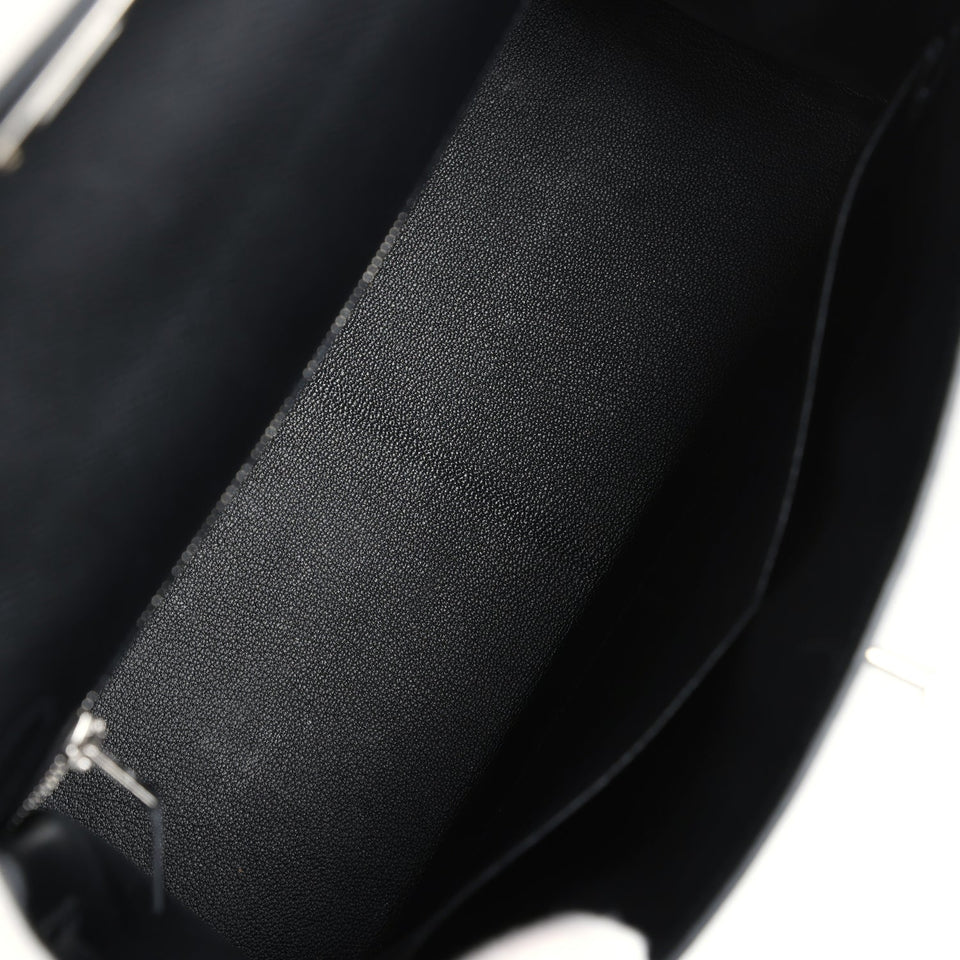 New Hermes Kelly Sellier 28 Black Epsom Palladium Hardware