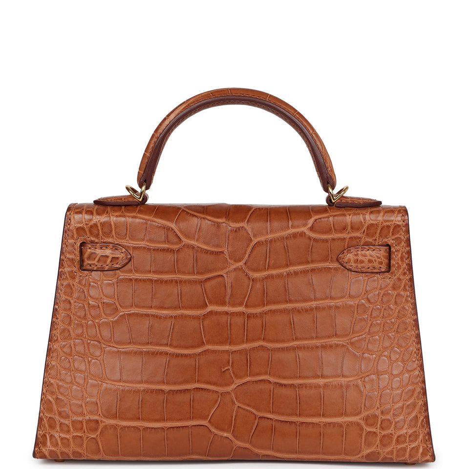Hermes Kelly Sellier 20 Gold Matte Alligator Gold Hardware