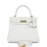 Hermes Kelly Retourne 25 New White Swift Gold Hardware