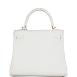 Hermes Kelly Retourne 25 New White Swift Gold Hardware