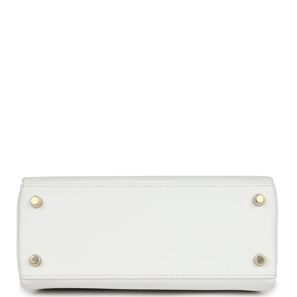 Hermes Kelly Retourne 25 New White Swift Gold Hardware