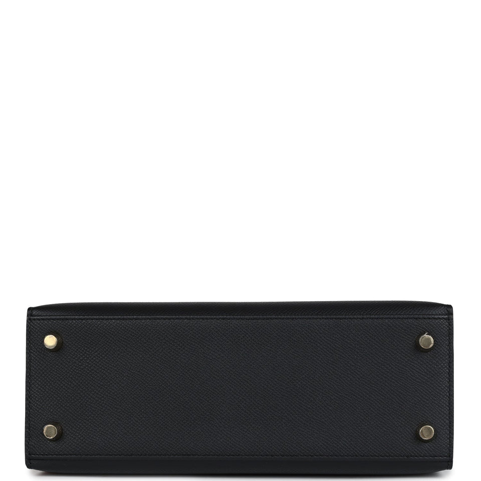 Hermes Kelly Sellier 25 Black Epsom Gold Hardware