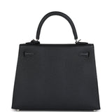 Hermes Kelly Sellier 25 Black Epsom Palladium Hardware