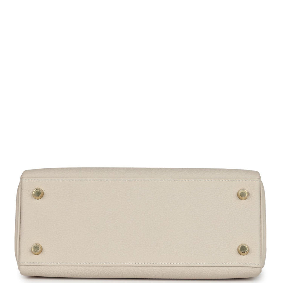 Hermes Kelly Retourne 25 Craie Togo Gold Hardware