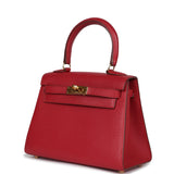 Hermes Kelly Sellier 20 Rouge Vif Courchevel Gold Hardware