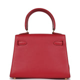 Hermes Kelly Sellier 20 Rouge Vif Courchevel Gold Hardware