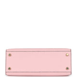 Hermes Special Order (HSS) Kelly Sellier 25 Rose Sakura and Black Chevre Mysore Brushed Gold Hardware