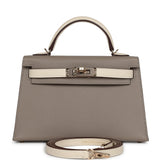 Hermes Special Order (HSS) Kelly Sellier 20 Craie and Gris Asphalte Epsom Permabrass Hardware