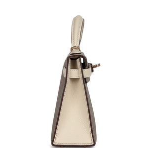 Hermes Special Order (HSS) Kelly Sellier 20 Craie and Gris Asphalte Epsom Permabrass Hardware