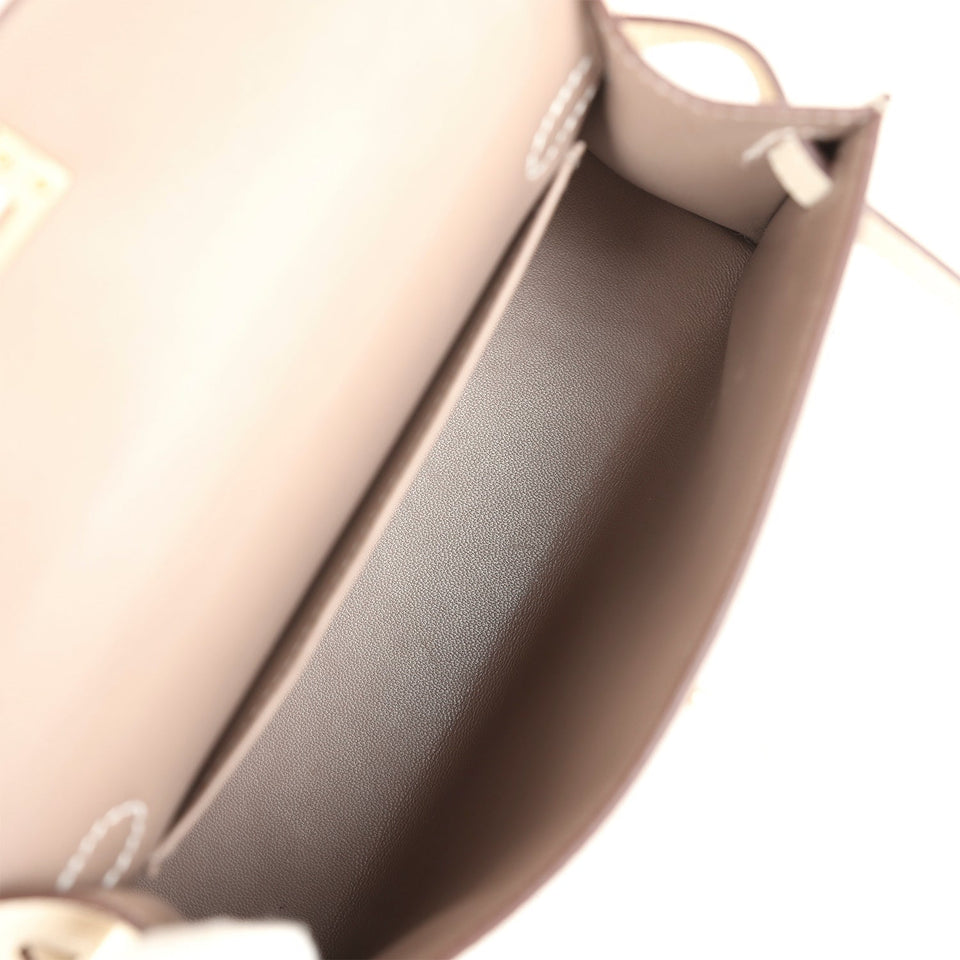 Hermes Special Order (HSS) Kelly Sellier 20 Craie and Gris Asphalte Epsom Permabrass Hardware