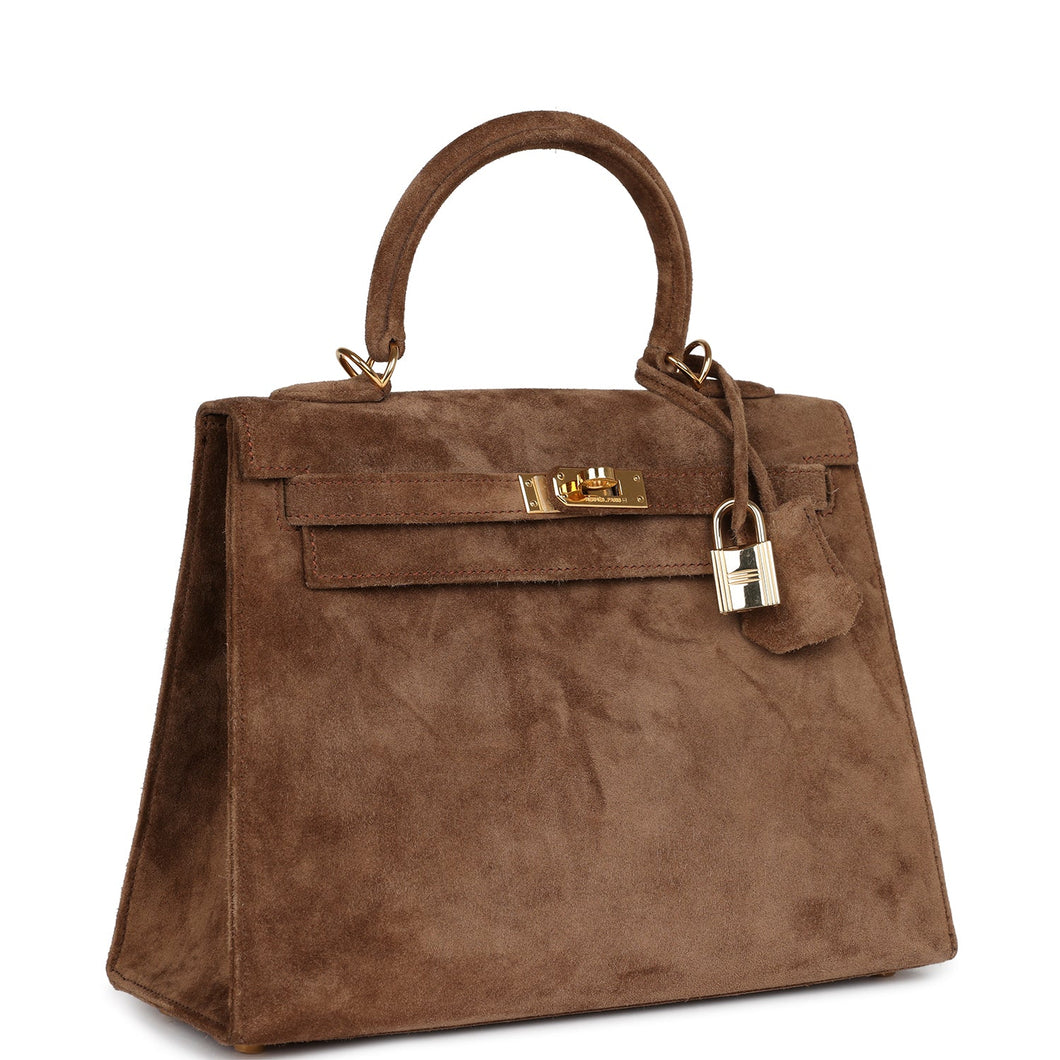 Hermes Kelly Sellier 25 Brown Doblis Gold Hardware