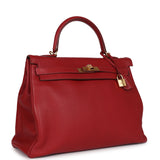 Hermes Kelly 35 Rouge Garance Clemence Gold Hardware