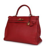 Hermes Kelly 35 Rouge Garance Clemence Gold Hardware