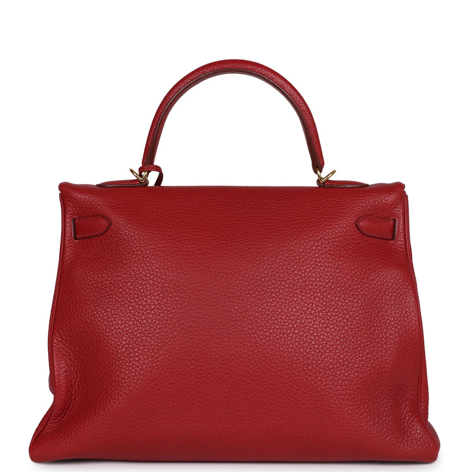 Hermes Kelly 35 Rouge Garance Clemence Gold Hardware