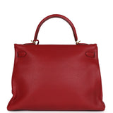 Hermes Kelly 35 Rouge Garance Clemence Gold Hardware