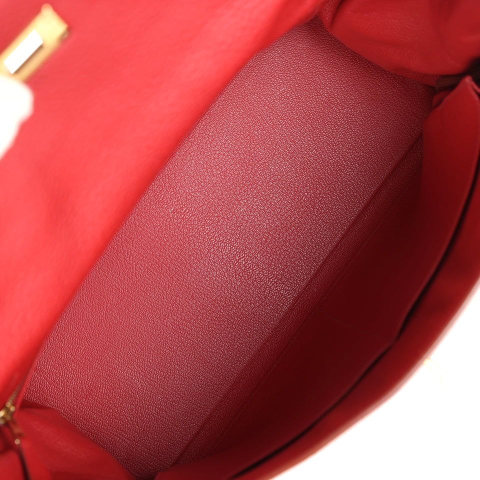 Hermes Kelly 35 Rouge Garance Clemence Gold Hardware