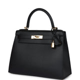 New Hermes Kelly Sellier 28 Black Epsom Gold Hardware