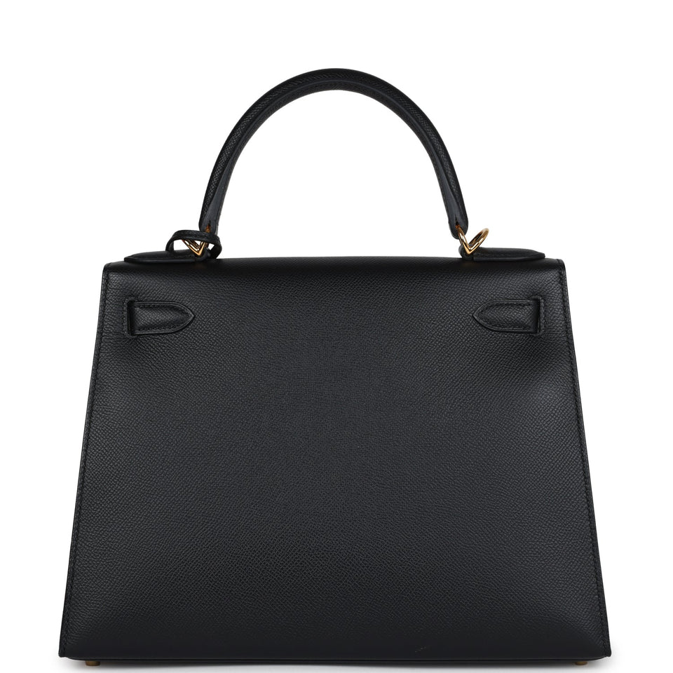 New Hermes Kelly Sellier 28 Black Epsom Gold Hardware