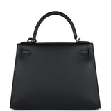New Hermes Kelly Sellier 28 Black Epsom Gold Hardware