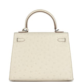 Hermes Kelly Sellier 25 Beton Ostrich Palladium Hardware