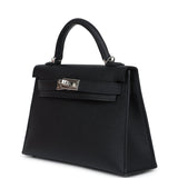 Hermes Kelly Sellier 20 Black Epsom Palladium Hardware