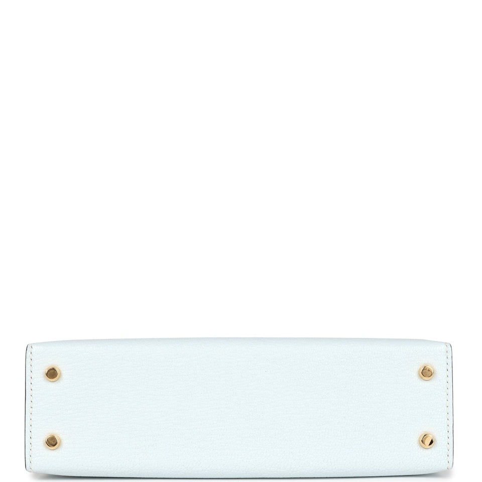 Hermes Kelly Sellier 20 Bleu Brume Chevre Gold Hardware