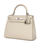 New Hermes Kelly Sellier 28 Craie Epsom Palladium Hardware