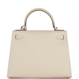 New Hermes Kelly Sellier 28 Craie Epsom Palladium Hardware