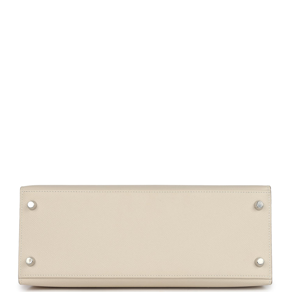 New Hermes Kelly Sellier 28 Craie Epsom Palladium Hardware