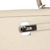 New Hermes Kelly Sellier 28 Craie Epsom Palladium Hardware
