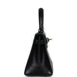 Hermes Kelly Sellier 20 Black Varanus Salvator Lizard Gold Hardware