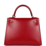 Hermes Kelly Sellier 28 Rouge Piment Box Palladium Hardware