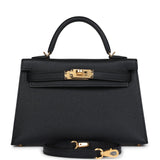 Hermes Kelly Sellier 20 Black Epsom Gold Hardware
