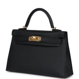 Hermes Kelly Sellier 20 Black Epsom Gold Hardware