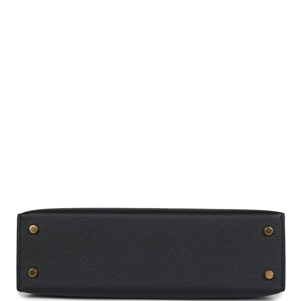 Hermes Kelly Sellier 20 Black Epsom Gold Hardware