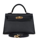 Hermes Kelly Sellier 20 Black Epsom Gold Hardware