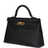 Hermes Kelly Sellier 20 Black Epsom Gold Hardware