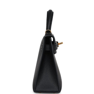Hermes Kelly Sellier 20 Black Epsom Gold Hardware