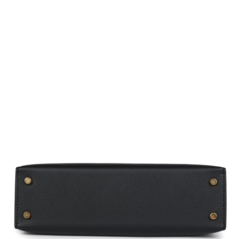 Hermes Kelly Sellier 20 Black Epsom Gold Hardware