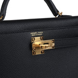 Hermes Kelly Sellier 20 Black Epsom Gold Hardware