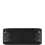 Hermes Kelly Sellier 25 Black Varanus Niloticus Lizard Gold Hardware