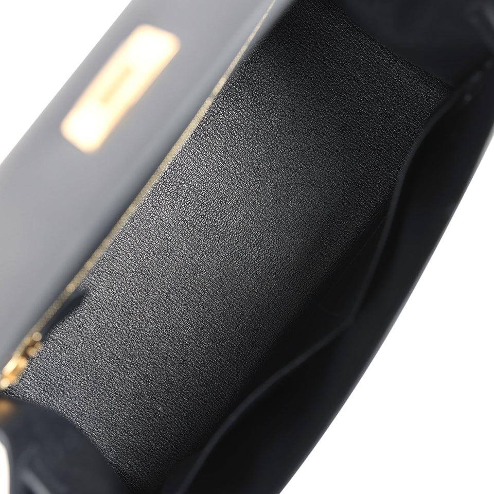 Hermes Kelly Sellier 28 Black Epsom Gold Hardware