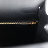 Hermes Kelly Sellier 28 Black Epsom Gold Hardware