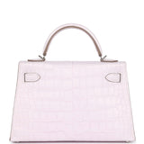 Hermes Kelly Sellier 20 Mauve Pale Boreal Satin Alligator Palladium Hardware