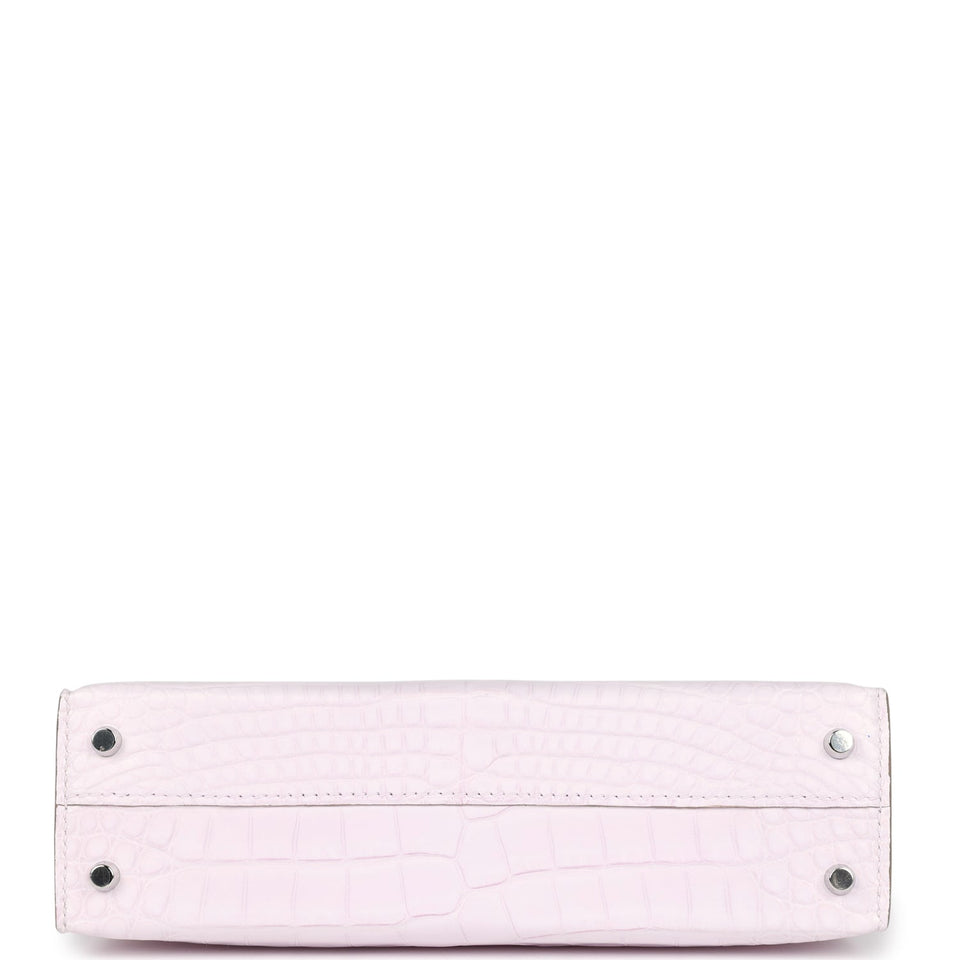 Hermes Kelly Sellier 20 Mauve Pale Boreal Satin Alligator Palladium Hardware