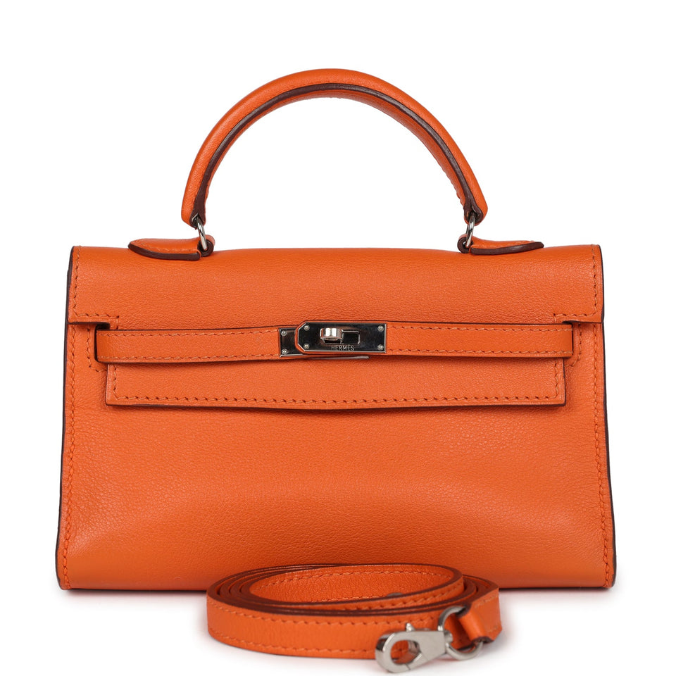 Hermes Micro Kelly 15 Orange Swift Palladium Hardware